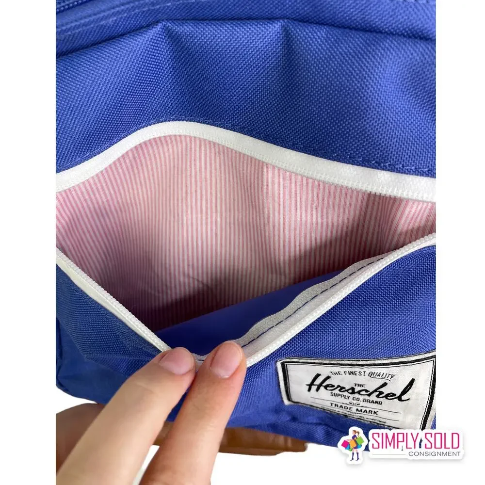 Herschel Supply Co‎ Heritage Backpack Royal Blue Brown Faux Leather Bottom
